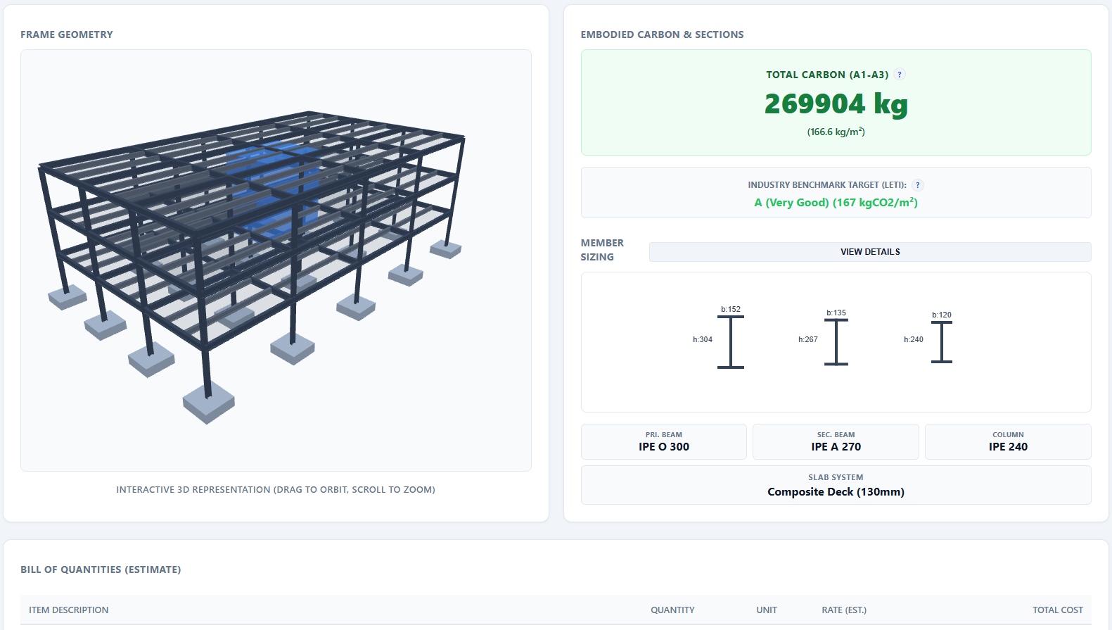 StrucTalogue Preliminary Frame Sizing